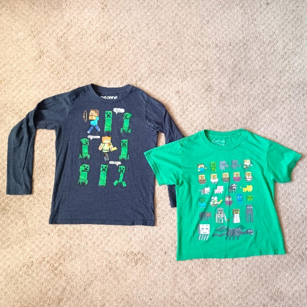Kid's Minecraft Long & Short Sleeve Tees BUNDLE of 2